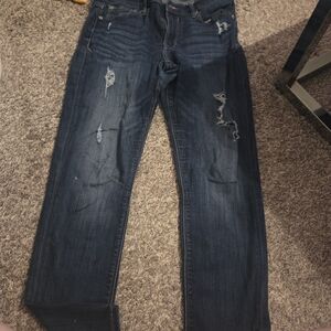 Express Blue Slim Jeans with Distressed Details